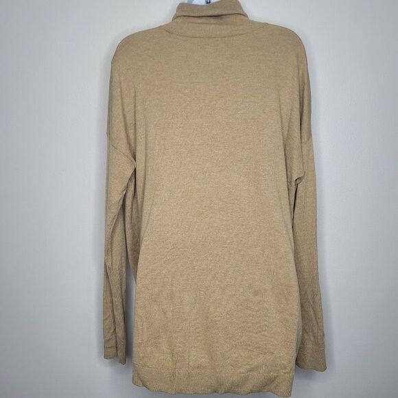 Gap tan wool blend classic timeless quiet luxury preppy Turtleneck sweater L - Picture 2 of 6